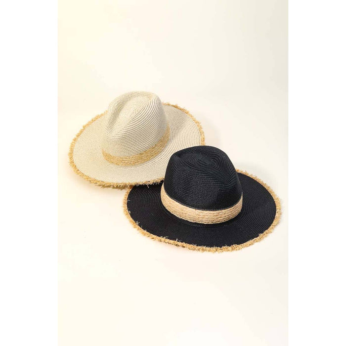 Straw Braided Fringe Fedora Hat