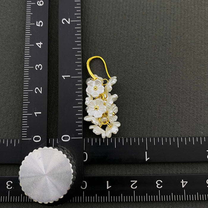 White Flower Fringe Earrings