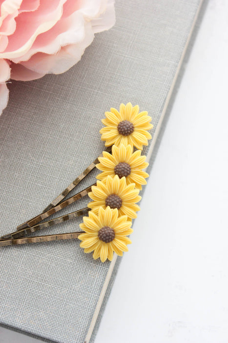 Yellow Daisy Bobby Pins