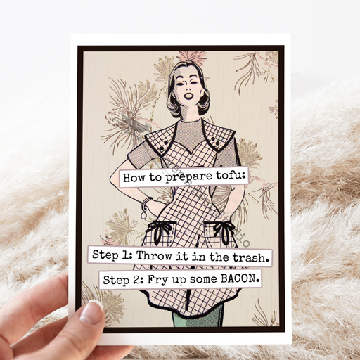 Greeting Card. Prepare Tofu. Funny Retro Vintage.
