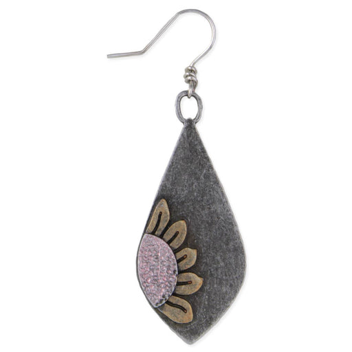 Vintage Finds Mixed Metal Teardrop Flower Earrings