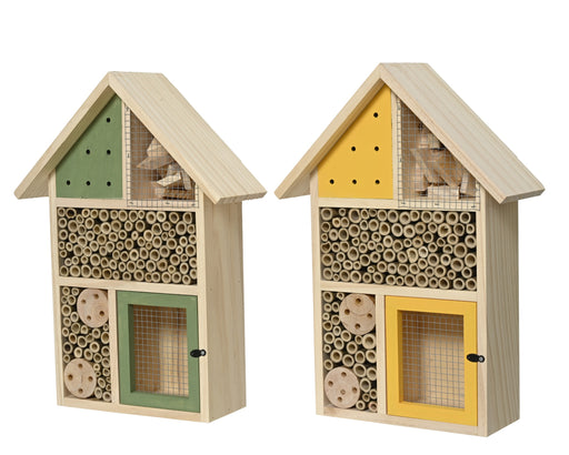 Insect House Pinewood Yellow/Green 37cm