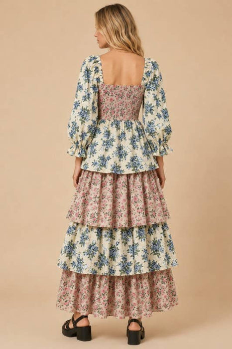 FLORAL PRINT MAXI TIERED DRESS