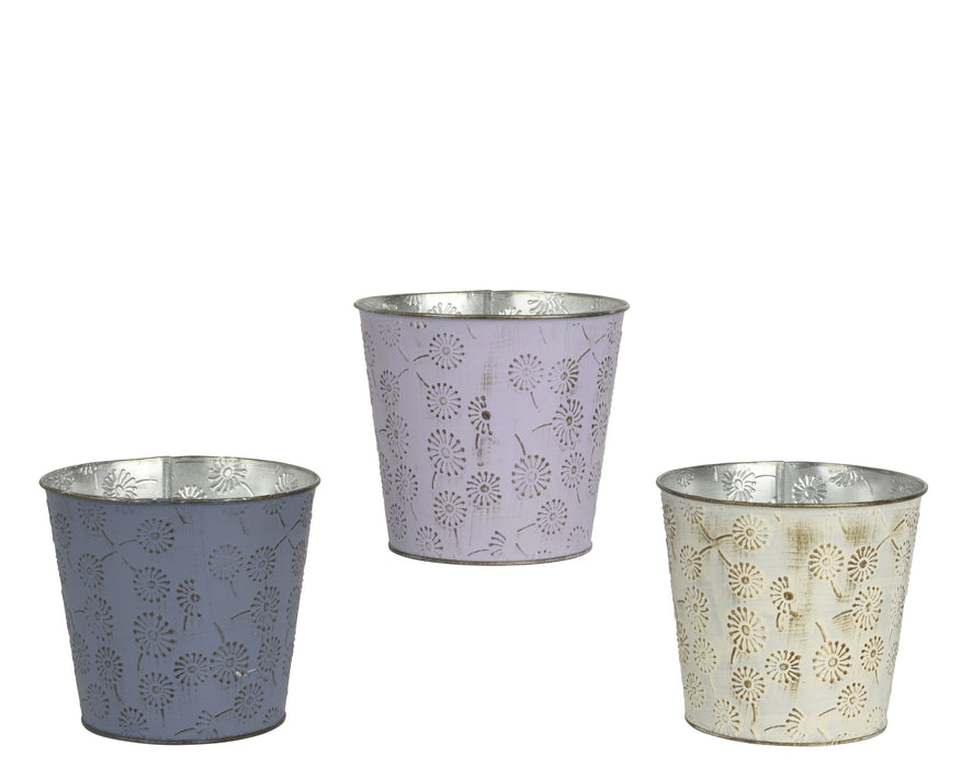 Planter Metal 14cm Purple/Lavender/Cream