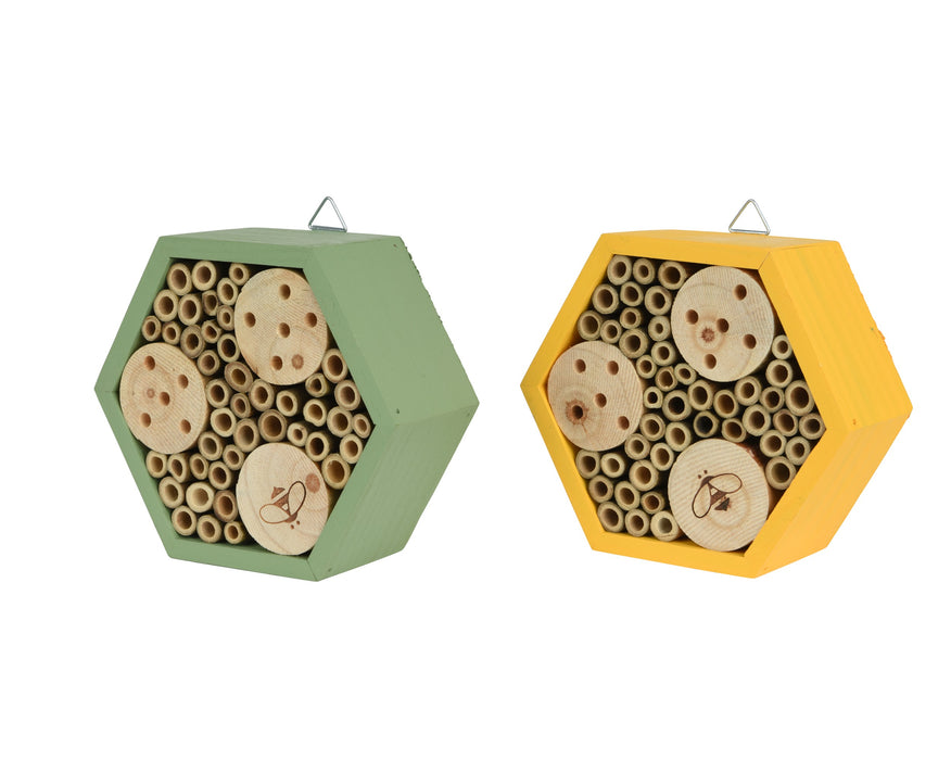 Insect House Pinewood Green/Yellow Hexagon