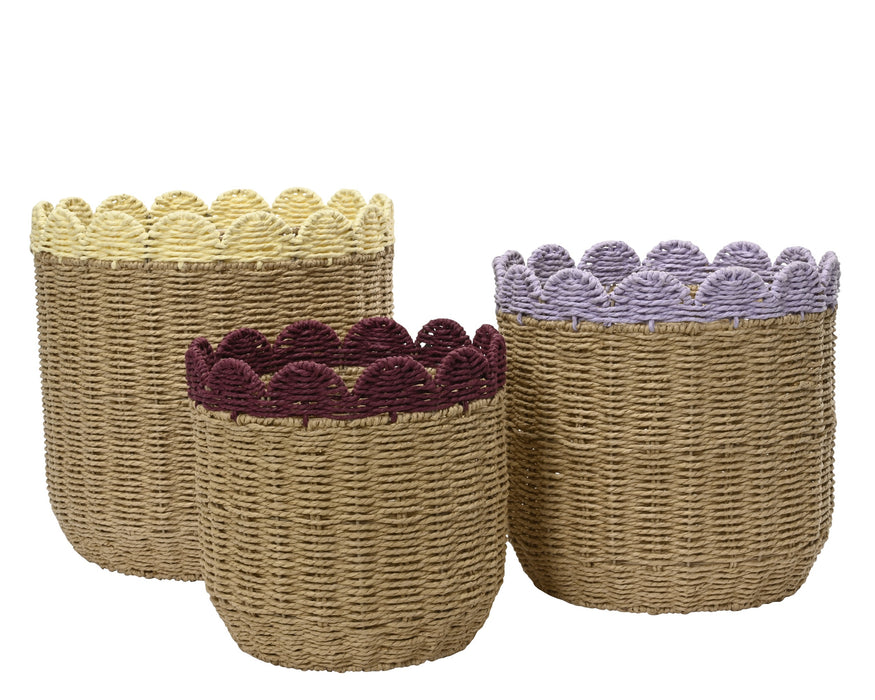 Basket Paperrope Yellow/Lavender/Burgundy
