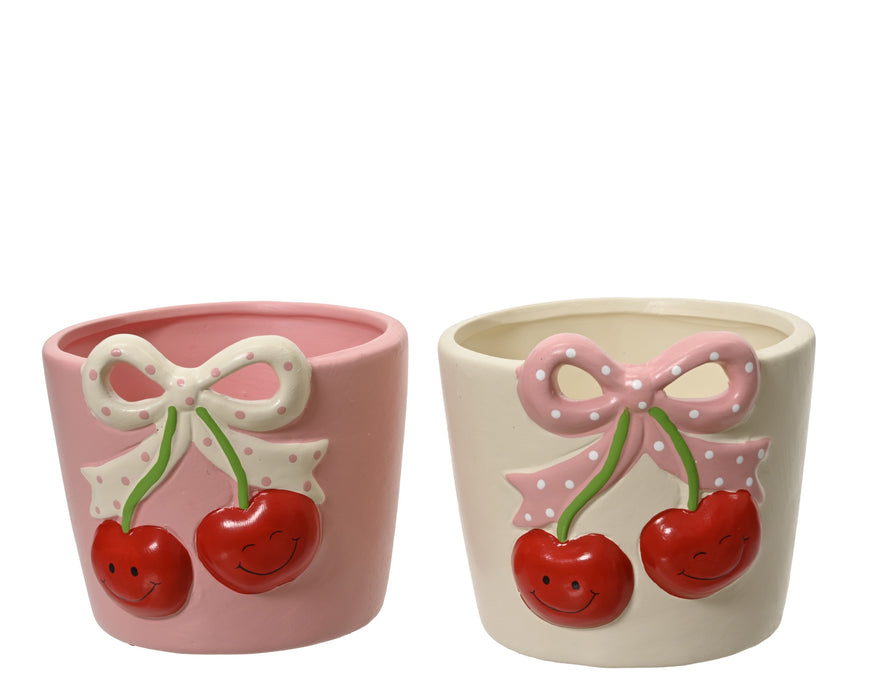 Pot Cherries & Bow 9 cm