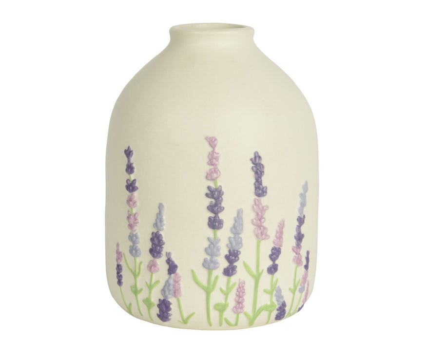 Vase Porcelain Cream w/Lavender/Pink 20cm