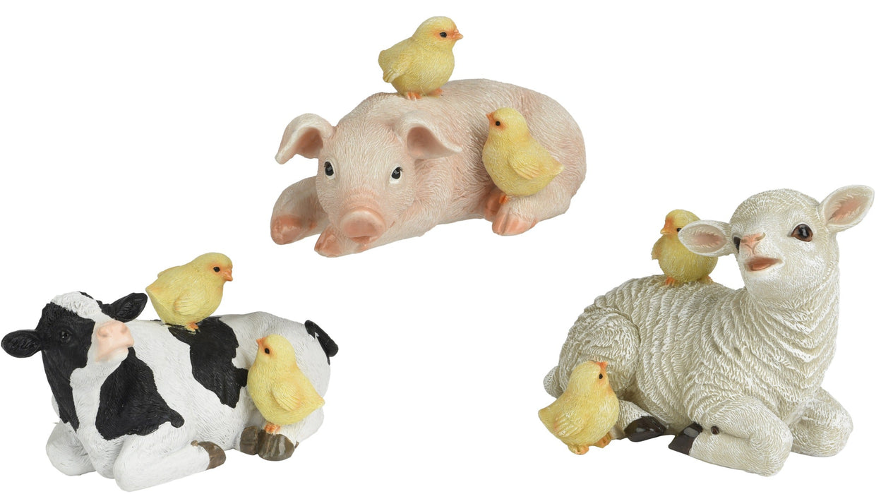 Calf/Piglet/Lamb with Baby Chicks 13.5cm