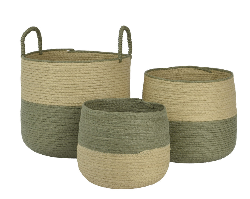 Basket Paperrope Green/Tan