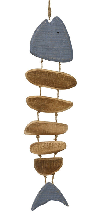 Fish Hanging Pinewood Blue & Natural