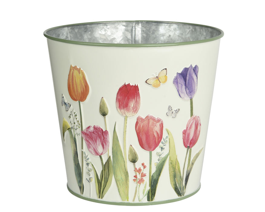 Pot Metal 15cm w/Tulips