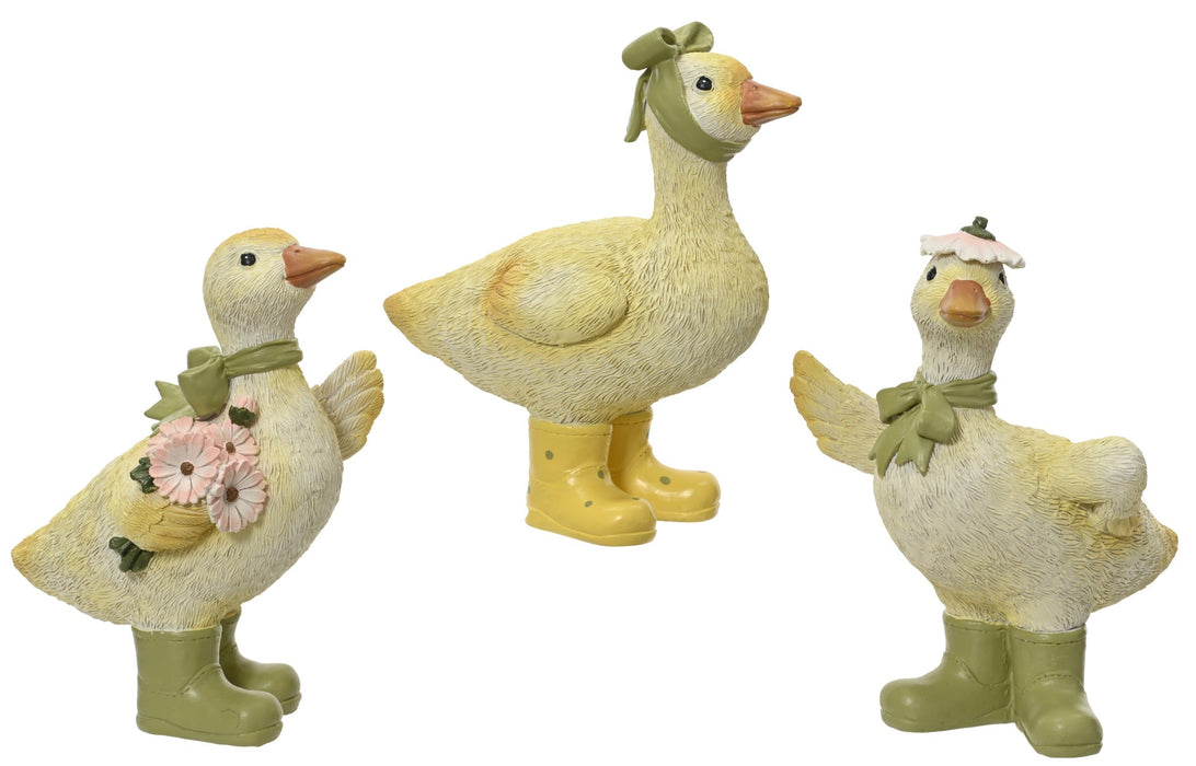 Duck in Rubber Boots with Green Ribbon 15.5cm