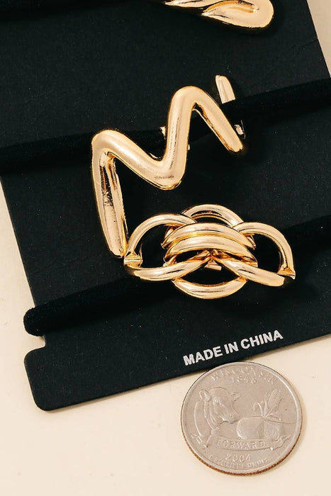 Mixed 3Pc Metallic Charms Hair Tie Set