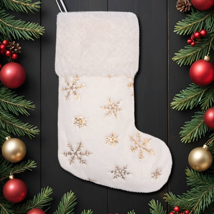 Luxurious Plush Gold Sequin Christmas Stockings
