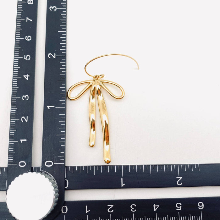 18k Gold Stainless Steel Bow Dangle Earrings - FGS