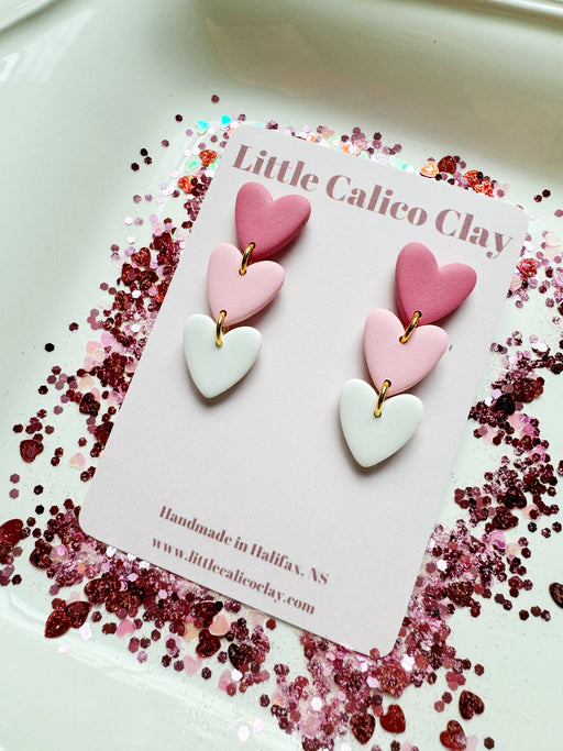 Triple Heart Dangles | Polymer Clay Earrings