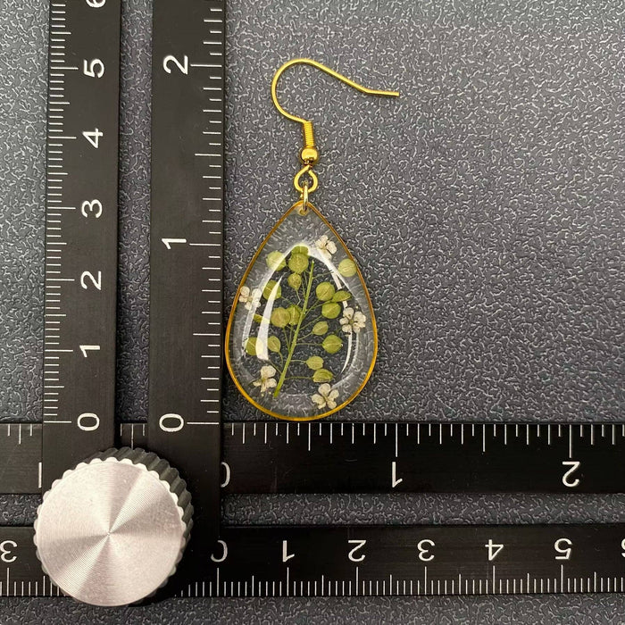 Lepidium Apetalum Dried Flowers Drop Dangle Earrings - PDF