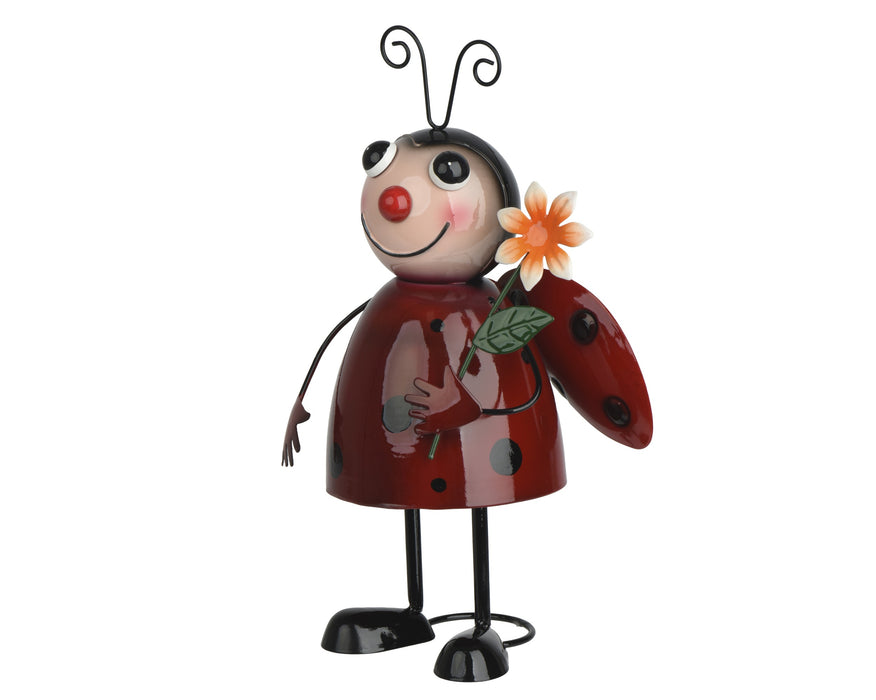 Ladybug Metal w/Flower  30.5 cm