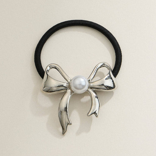 Metal Bow Hair Tie with Pearl