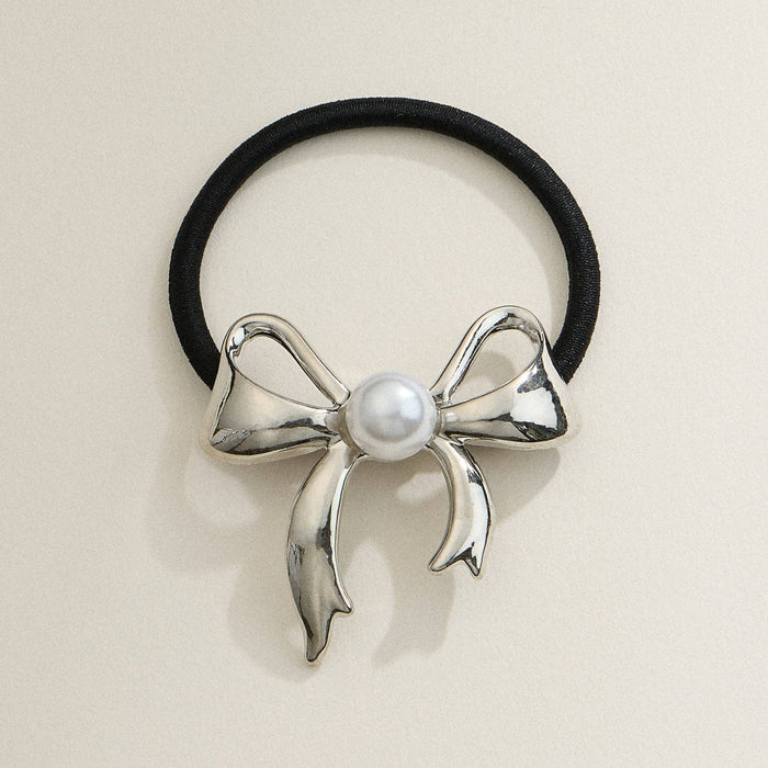 Metal Bow Hair Tie with Pearl
