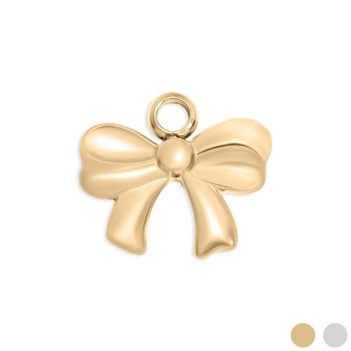 18K Gold PVD Stainless Steel Ribbon Bow Charm