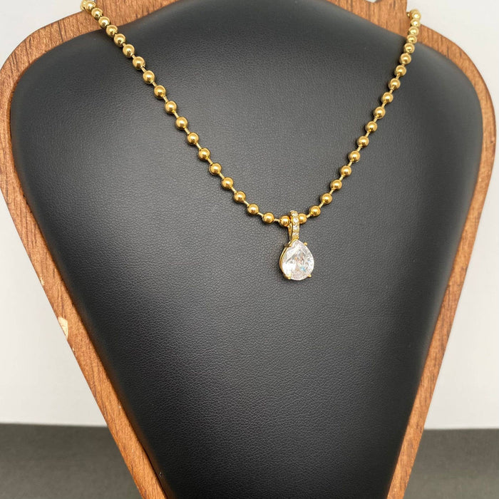 Drop Zircon 18K Gold Plated S.Steel Necklace