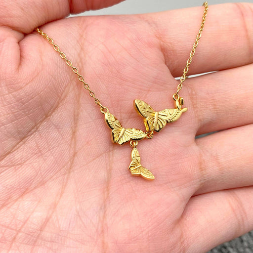 Butterfly Swarm Charm 18K Gold-plated Necklace