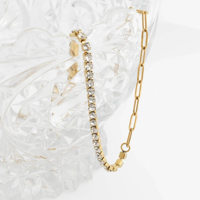 Paperclip Tennis Chain Split Necklace
