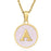 Pink Shell Initial 18K Gold Plated SS Round Charm Necklace