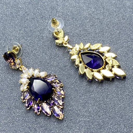 Sparkling Purple Glass Rhinestone Vintage Dangle Earrings