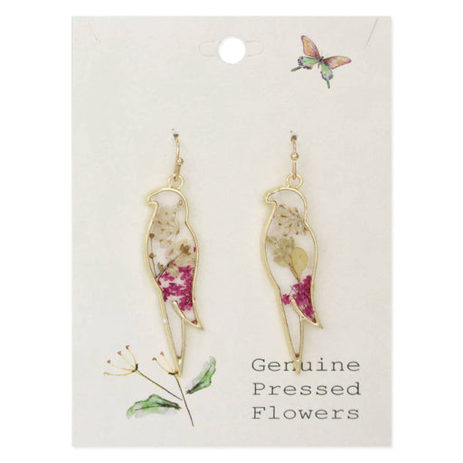 Gold Tropical Parrot Dried Flower Earrings