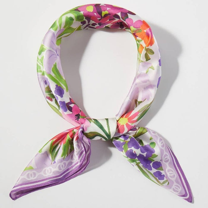 Colorful Flower Garden Print Square Bandana Scarf