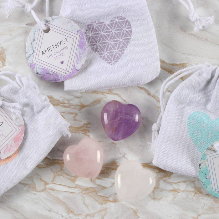Healing Crystal Heart Charm Stones