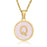 Pink Shell Initial 18K Gold Plated SS Round Charm Necklace