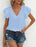 V neck ruffle short sleeve blouse