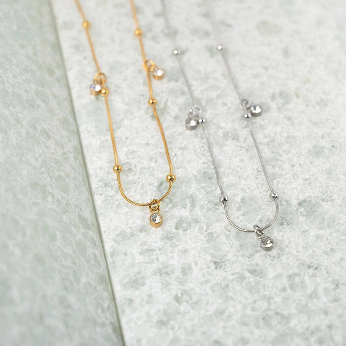 18K Gold PVD Stainless Steel Dangle Stone Necklace
