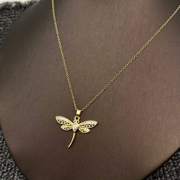 Dragonfly Charm Gold-plated Necklace