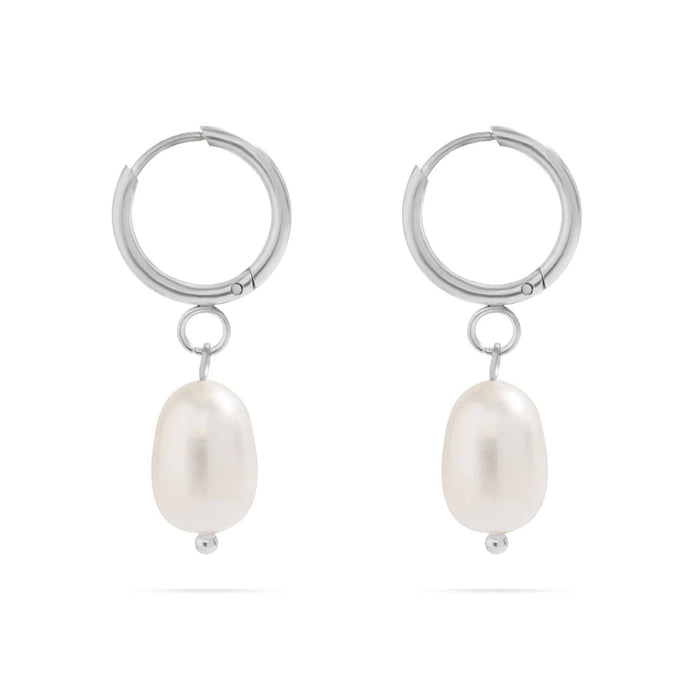 18K Gold PVD Freshwater Pearl Huggie Earrings