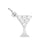 18K Gold PVD Stainless Steel CZ Martini Glass Charm