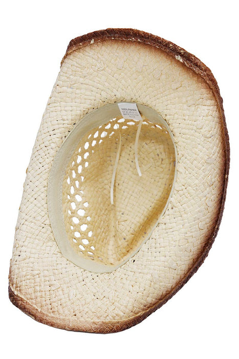 Butterfly Emblem Waxed String Straw Cowboy Hat