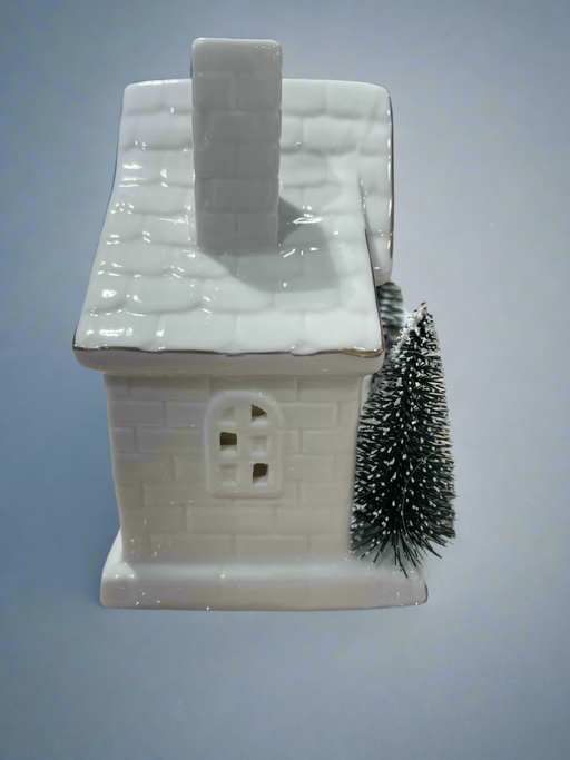 Ceramic house w/ bristle tree