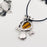 Owl Charm Pendant Necklace with Inlaid Natural Stones - CS