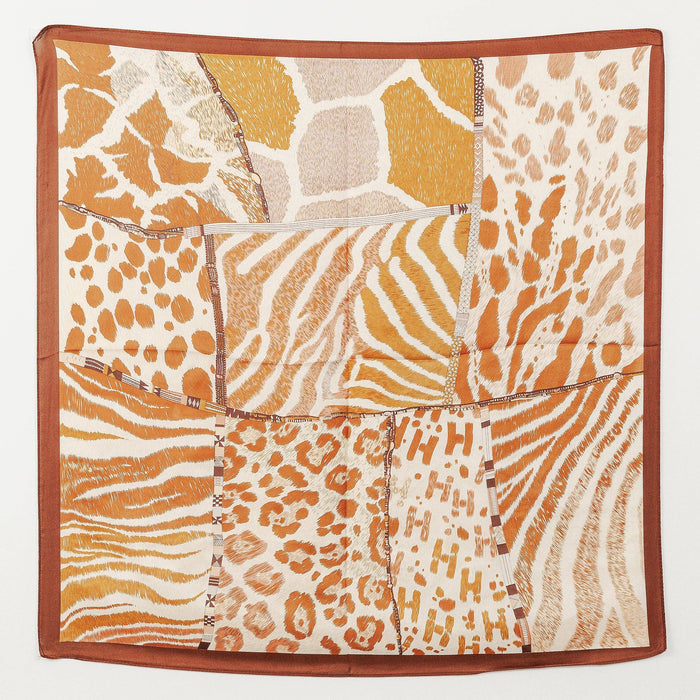 Animal Print Polyester Silk-Feel Safari Square Scarf
