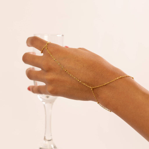 18K Gold PVD Stainless Steel Satellite Hand Chain