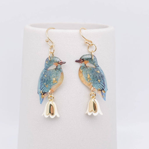 Mio Queena - Resin Bird Charm Dangle Earrings: Pink