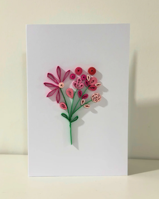 Quilled Bouquet Greeting Card, Handmade Flowers
