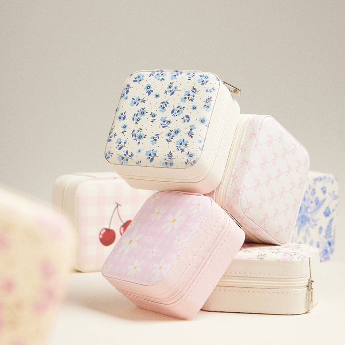 Multi Color Flower Pattern Jewelry Box -Travel Size