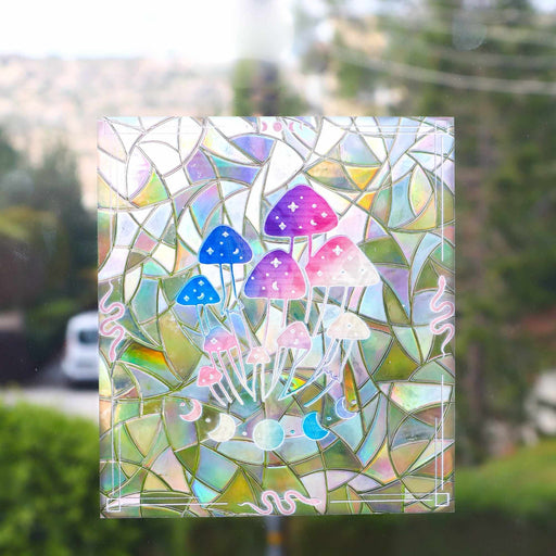 Mushrooms Suncatcher Moon Phase Suncatcher Window Cling Sticker - Decor