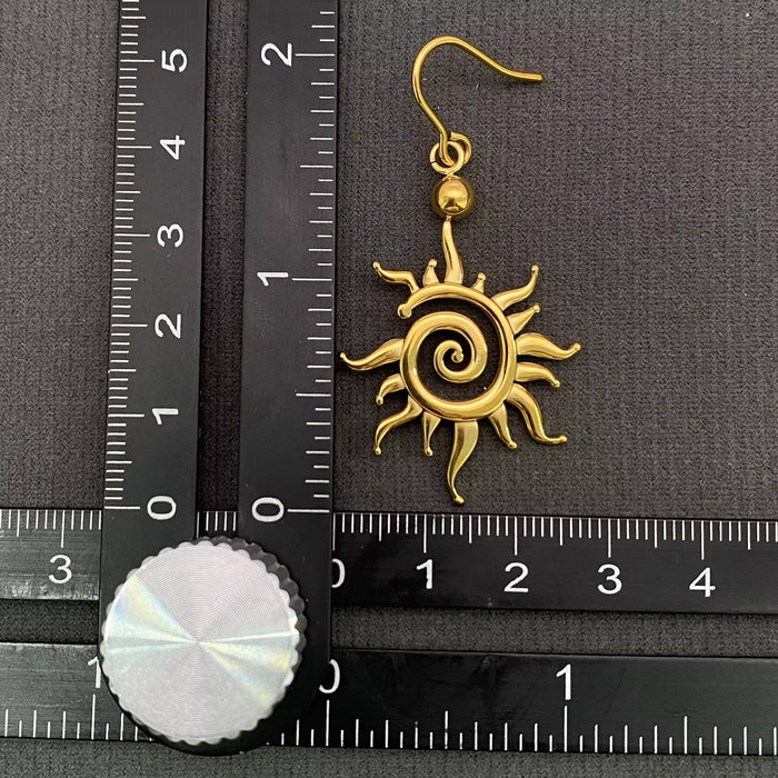 Vortex Sun 18K Gold Plated S.Steel Dangle Earrings - FGS